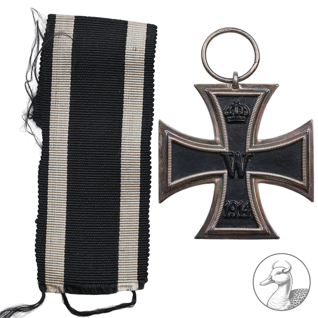Orden Eisernes Kreuz 2. Klasse EK II 1. Weltkrieg 1914 1918

Authentisches Sammlerstück aus dem Zeitraum des Ersten Weltkrieges mit nicht lesbarem Hersteller im Bandring und dazugehörigem Band.
