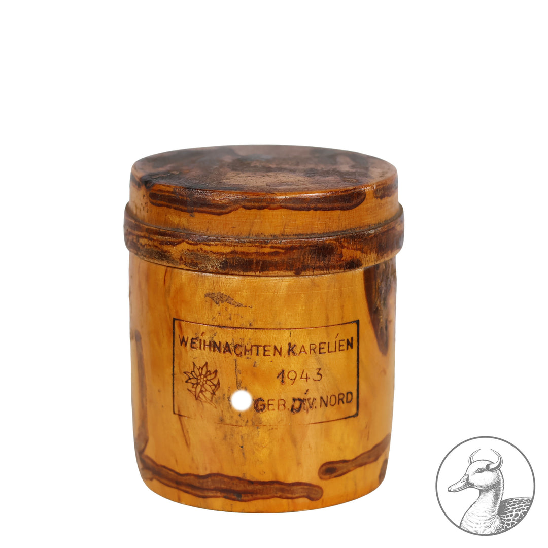 Feldkunst Schnitzerei Holzschatulle Dose SS - Gebirgs-Division Nord