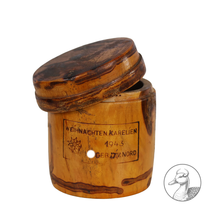 Feldkunst Schnitzerei Holzschatulle Dose SS - Gebirgs-Division Nord