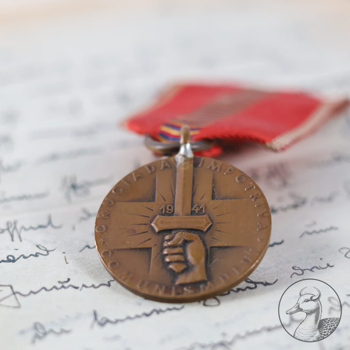 Medaille zur Erinnerung an den Kreuzzug gegen den Kommunismus Rumänien 1941 Romania Recunoscatoare