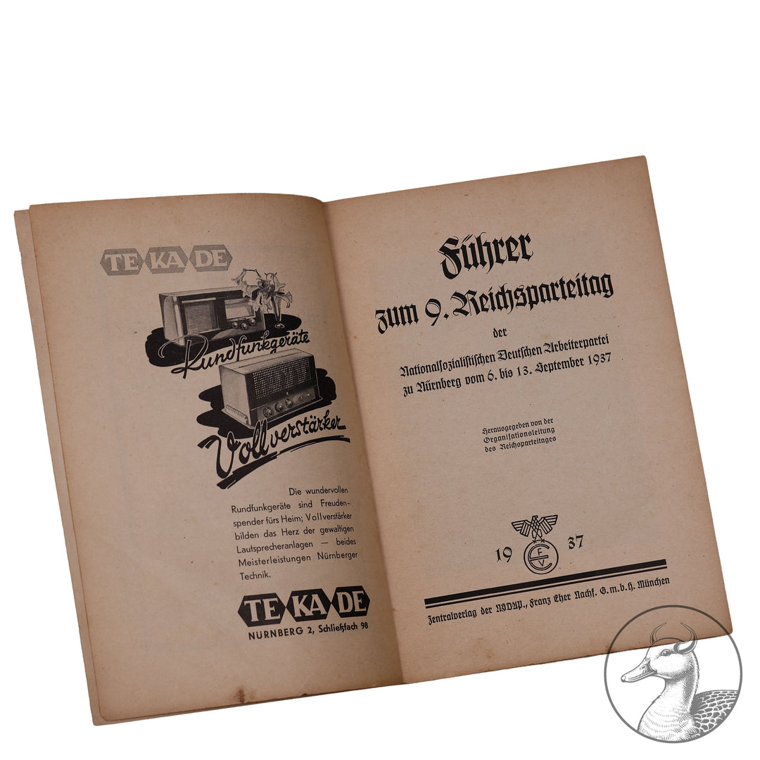 Originales Programmheft zum&nbsp; Nürnberger Reichsparteitag 06.-13.September 1937

Das Propgandaheft in DinA5 Format umfasst 172 Seiten plus Einband.Softcover