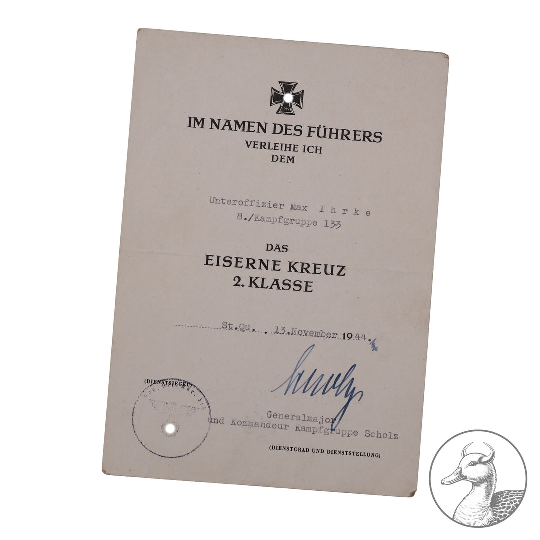 Kleine Urkundengruppe  Kampfgruppe Scholz Bandenkampf Balkan Heeresgruppe E