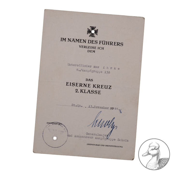 Kleine Urkundengruppe  Kampfgruppe Scholz Bandenkampf Balkan Heeresgruppe E