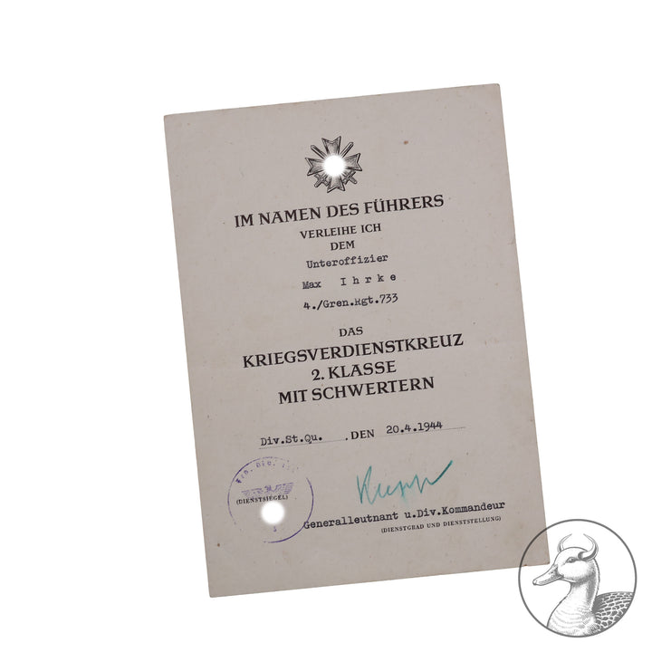 Kleine Urkundengruppe  Kampfgruppe Scholz Bandenkampf Balkan Heeresgruppe E