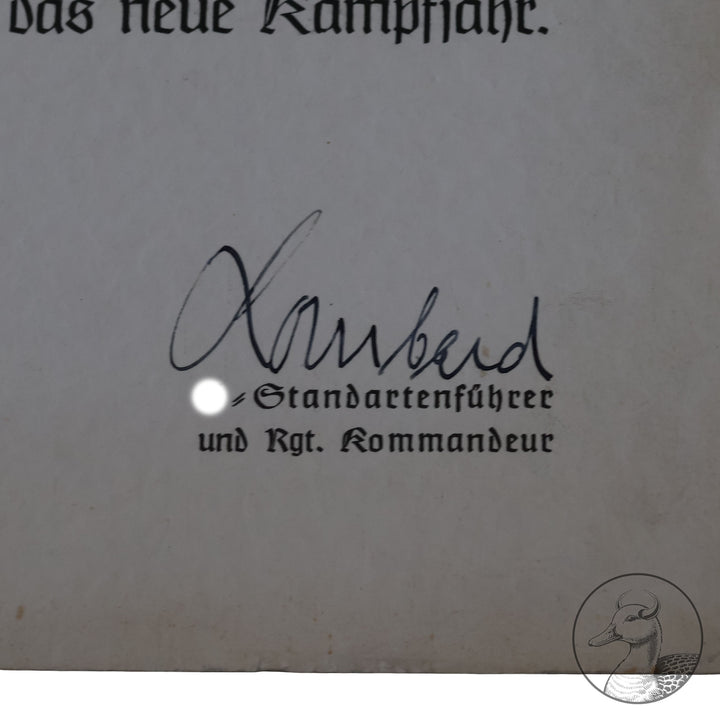 Originale Urkunden aus dem Nachlass von Major Hans Kaestner Kommandeur Artillerie Regiment 256.

Drei extrem seltene Urkunden aus dem Besitz von Hans Kaestner,die das Zusammenarbeiten zwischen Heer und Waffen-SS wiederspiegeln,einemalige Gelegenheit diese seltenen Exponate zu erwerben.

Es handelt sich hierbei um folgende Urkunden:

Große Urkunden zum Deutschen Kreuz in Gold an Major Kaestner&nbsp; 25.5.1942 unterschrieben von Feldmarschall Keitel
Große Verleihungsurkunde für den SS-Ehrendegen von Reichsfüh