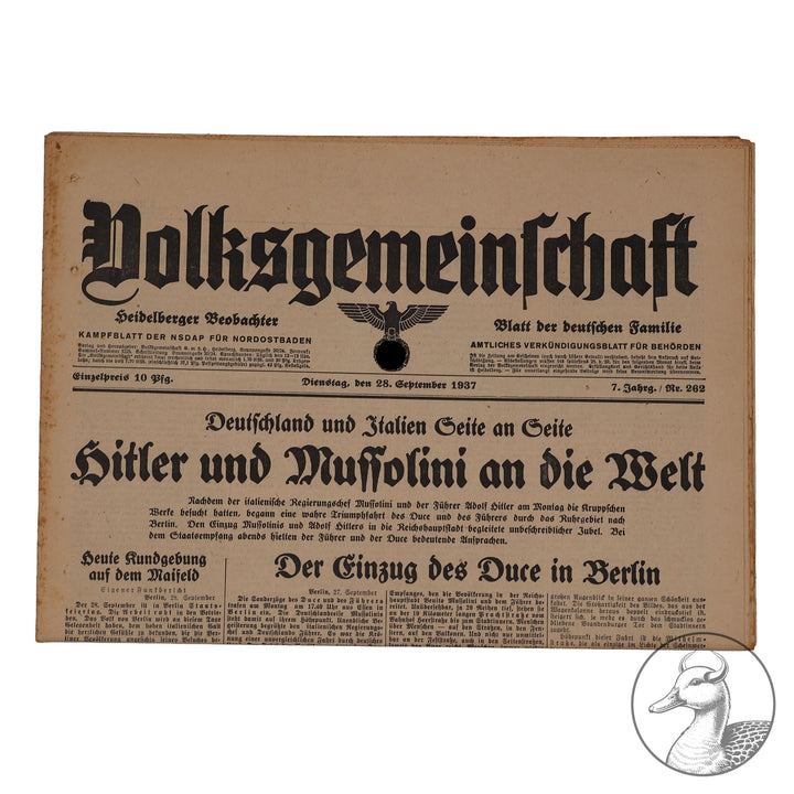 Zeitschrift Volksgemeinschaft  1937 Mussolini Besuch