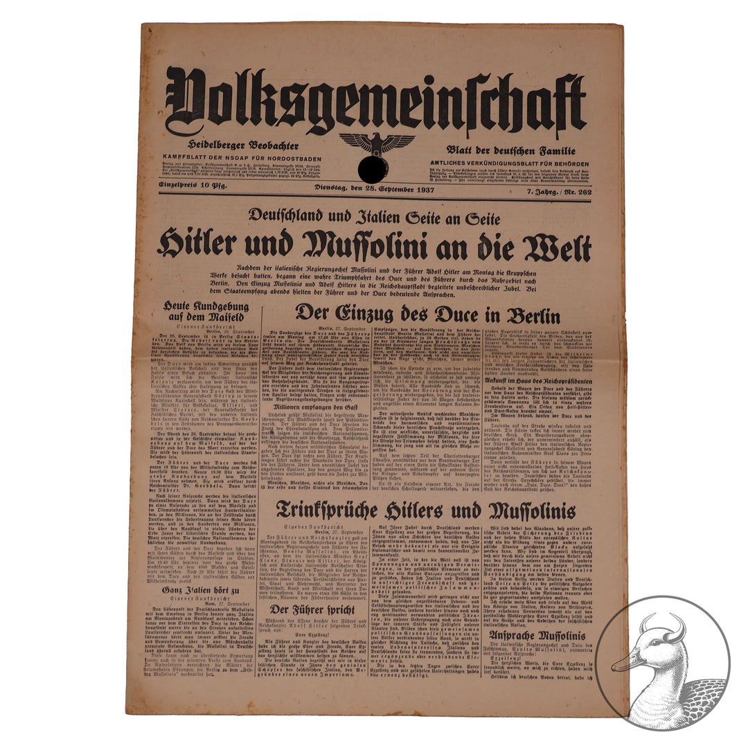 Zeitschrift Volksgemeinschaft  1937 Mussolini Besuch