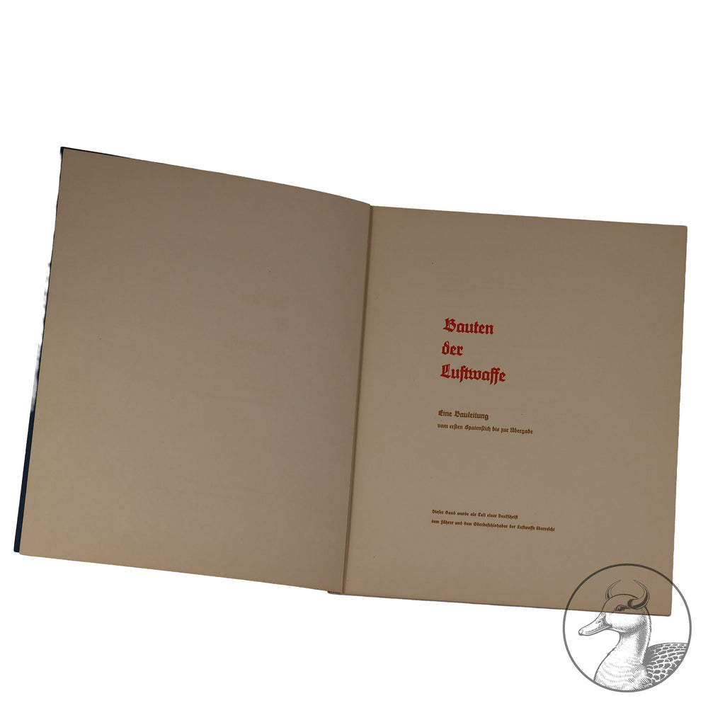 Bildband Bauten der Luftwaffe von Gollert und Lang Eine Bauleitung vom ersten Spatenstich bis zur Übergabe.

Bildband mit 15 aufmontierten Aquarellen von 1938 über Bauten der Luftwaffe-selten&nbsp;