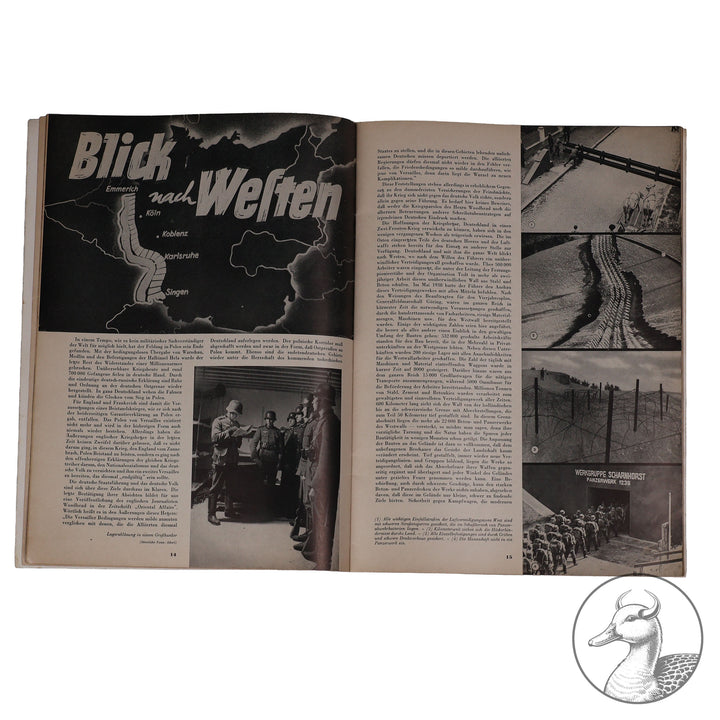 Zeitschrift der Auslands-Organisation der NSDAP "Deutsches Wollen" Jahrgang 1 Berlin, Oktober 1939 Nr. 10

Zeitschrift "Deutschland nach 5 Wochen Krieg", "Blick nach Westen", "Churchillismus - Hitlerismus", "Hungerkrieg nach altem Vorbild", "Die Frauen an der inneren Front" / 34 Seiten