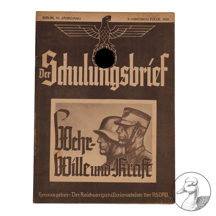 Der Schulungsbrief "Wehr - Wille und Kraft" 3. (verstärkte) Folge 1939 Berlin VI. Jahrgang NSDAP

Das zentrale Monatsblatt der NSDAP und DAF (Hauptschulungsamt) / herausgegeben von der Reichsorganisationsleitung der NSDAP 1939 / 64 Seiten&nbsp;