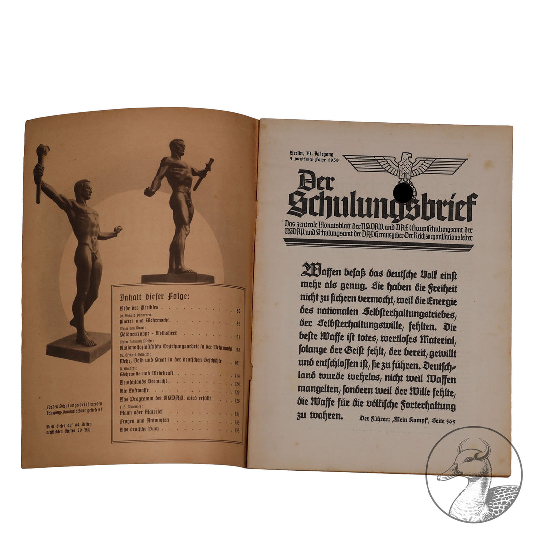 Der Schulungsbrief "Wehr - Wille und Kraft" 3. (verstärkte) Folge 1939 Berlin VI. Jahrgang NSDAP

Das zentrale Monatsblatt der NSDAP und DAF (Hauptschulungsamt) / herausgegeben von der Reichsorganisationsleitung der NSDAP 1939 / 64 Seiten&nbsp;
