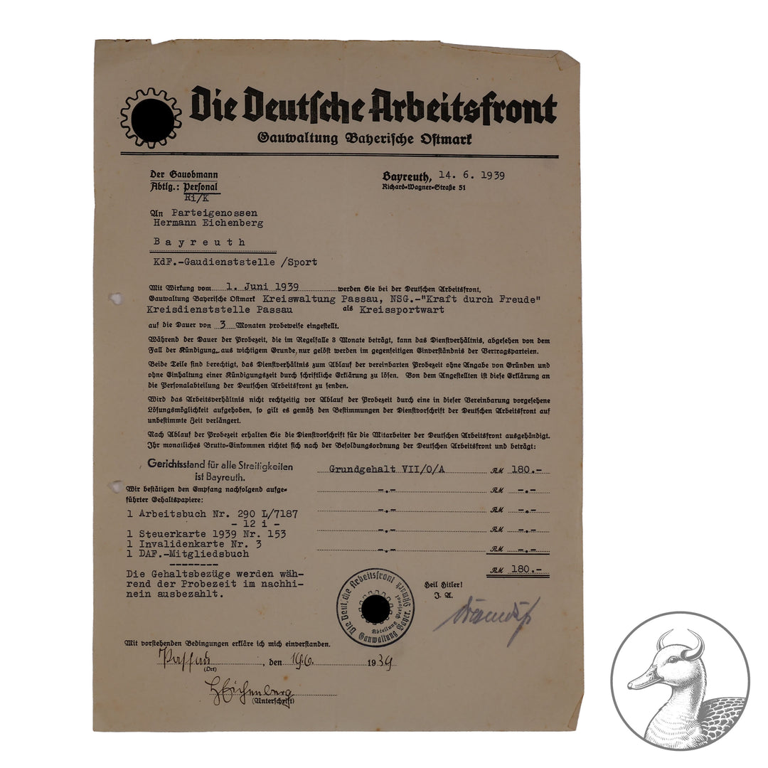 Konvolut Dokumente, Schreiben, Ausweise Gau Bayrische Ostmark Bayreuth

altersbedingter Zustand, Anwärterkarte, Partei, DAF Dokumente eines Kreissportwartes aus Bayreuth