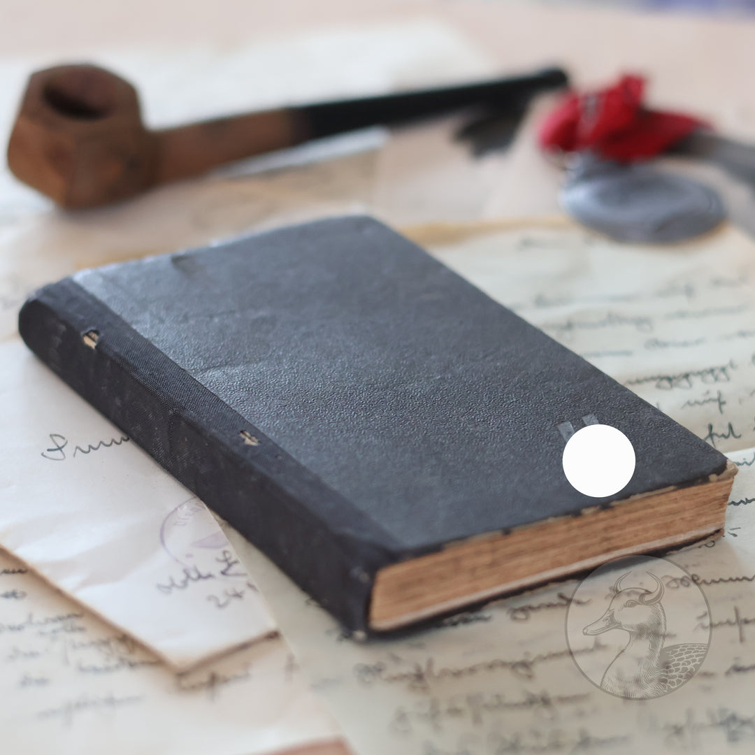 Kleiner Soldatenfreund Taschenkalender der SS Truppen aus dem Jahr 1944 vollständig erhalten teils beschriftet mit persönlichen Notizen mit Embleme der SS auf dem Einbund