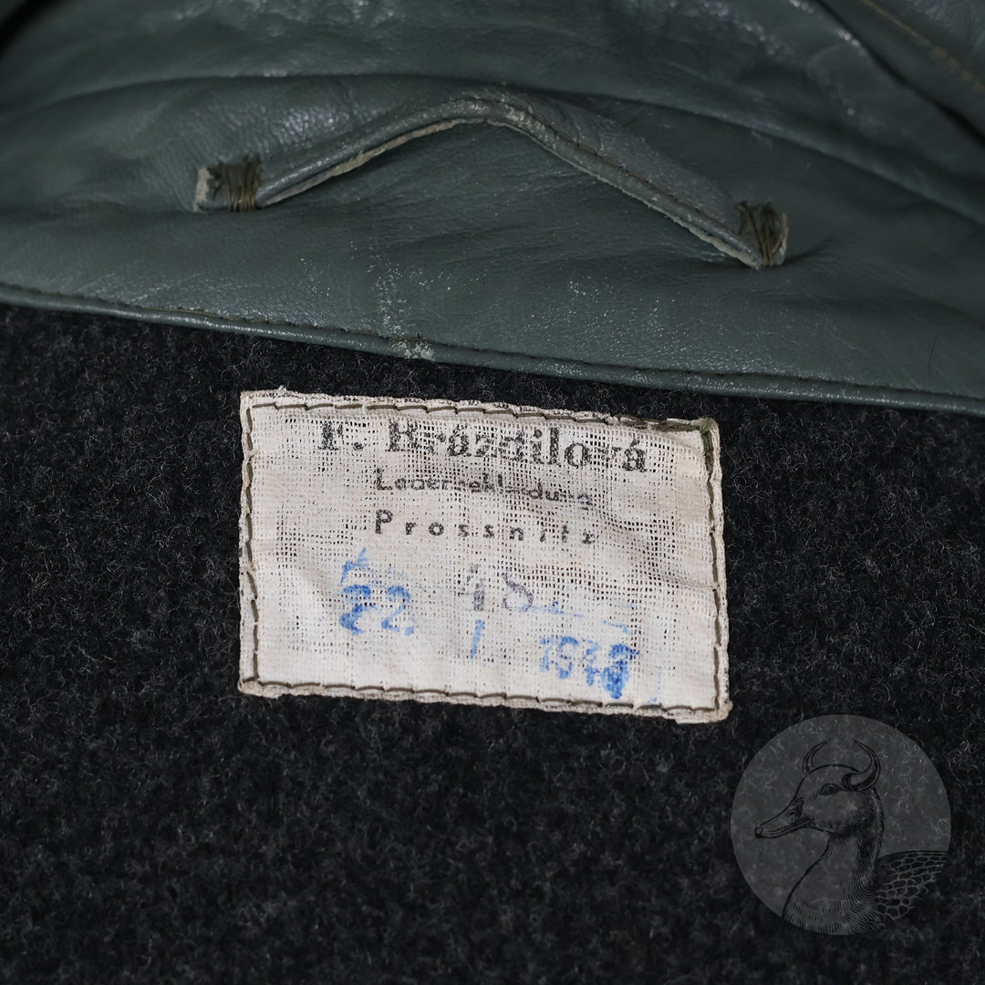 Originales Set Wachmantel Lederkombination der deutschen Kriegsmarine zweiter Weltkrieg (Mantel/Hose + Mütze)