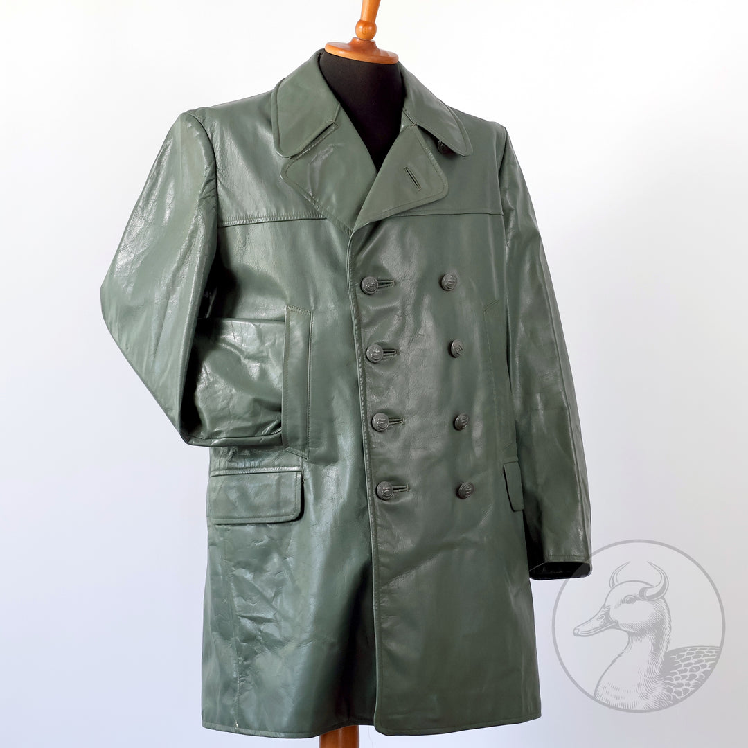 Originales Set Wachmantel Lederkombination der deutschen Kriegsmarine zweiter Weltkrieg (Mantel/Hose + Mütze)