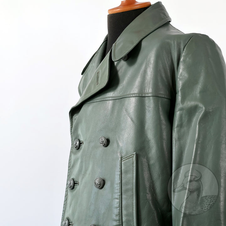 Originales Set Wachmantel Lederkombination der deutschen Kriegsmarine zweiter Weltkrieg (Mantel/Hose + Mütze)