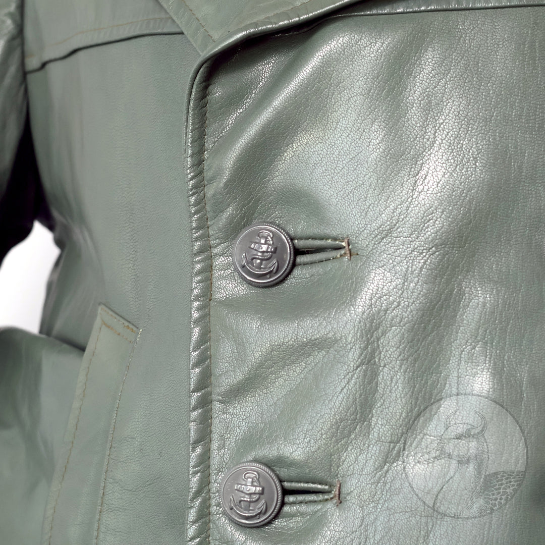 Originales Set Wachmantel Lederkombination der deutschen Kriegsmarine zweiter Weltkrieg (Mantel/Hose + Mütze)