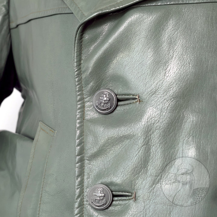 Originales Set Wachmantel Lederkombination der deutschen Kriegsmarine zweiter Weltkrieg (Mantel/Hose + Mütze)