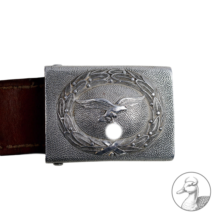 Koppelschloss Luftwaffe Mannschaften mit Hersteller. Lederzunge geprägt Gustav Brehmer Markneukirchen 1939.