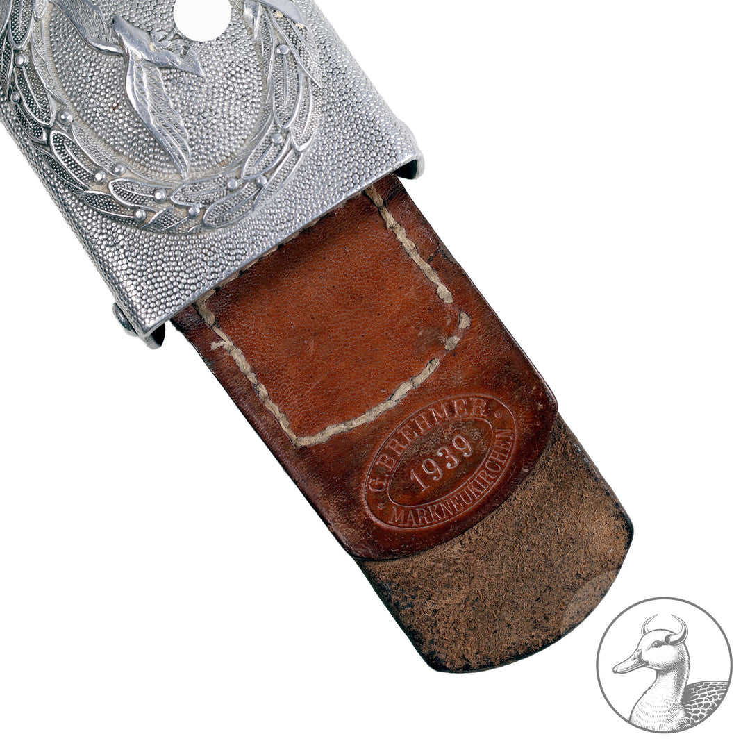 Koppelschloss Luftwaffe Mannschaften mit Hersteller. Lederzunge geprägt Gustav Brehmer Markneukirchen 1939.