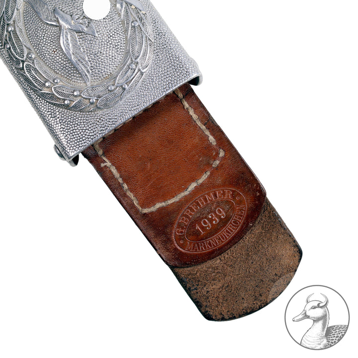 Koppelschloss Luftwaffe Mannschaften mit Hersteller. Lederzunge geprägt Gustav Brehmer Markneukirchen 1939.