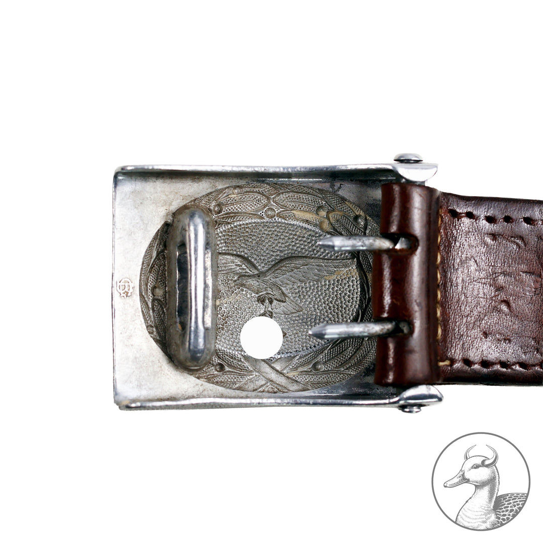 Koppelschloss Luftwaffe Mannschaften mit Hersteller. Lederzunge geprägt Gustav Brehmer Markneukirchen 1939.